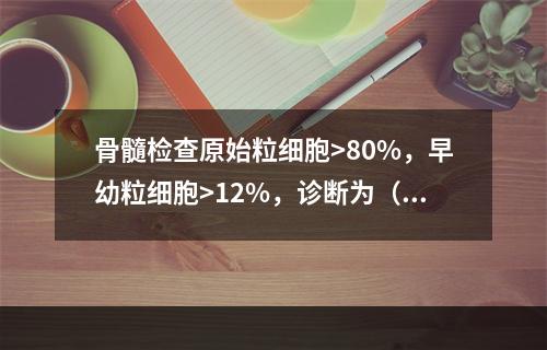 骨髓检查原始粒细胞>80%，早幼粒细胞>12%，诊断为（）