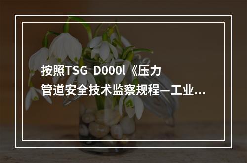 按照TSG  D000l《压力管道安全技术监察规程—工业管道