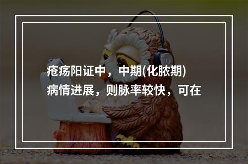 疮疡阳证中，中期(化脓期)病情进展，则脉率较快，可在