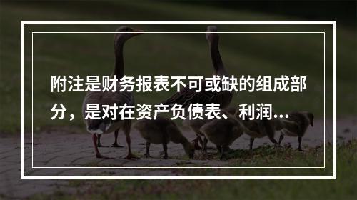 附注是财务报表不可或缺的组成部分，是对在资产负债表、利润表、