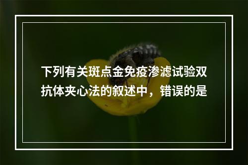 下列有关斑点金免疫渗滤试验双抗体夹心法的叙述中，错误的是