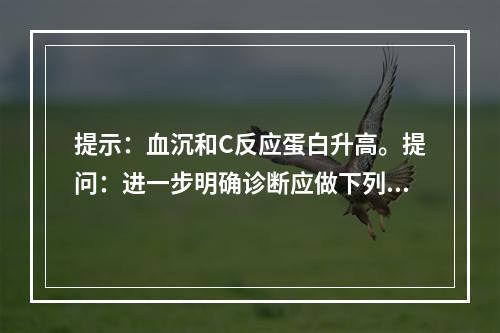 提示：血沉和C反应蛋白升高。提问：进一步明确诊断应做下列哪项