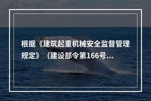 根据《建筑起重机械安全监督管理规定》（建设部令第166号），