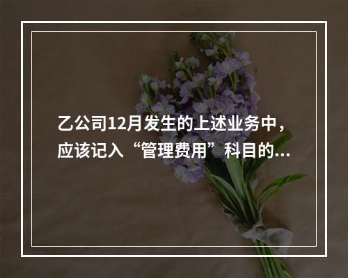 乙公司12月发生的上述业务中，应该记入“管理费用”科目的金额