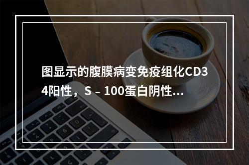 图显示的腹膜病变免疫组化CD34阳性，S﹣100蛋白阴性，其