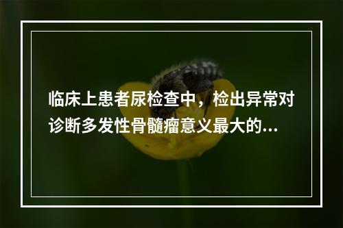 临床上患者尿检查中，检出异常对诊断多发性骨髓瘤意义最大的是