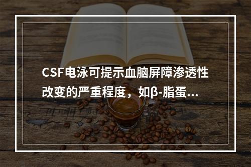 CSF电泳可提示血脑屏障渗透性改变的严重程度，如β-脂蛋白升