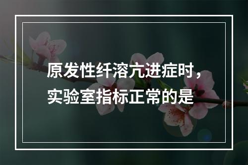 原发性纤溶亢进症时，实验室指标正常的是