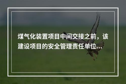 煤气化装置项目中间交接之前，该建设项目的安全管理责任单位为（