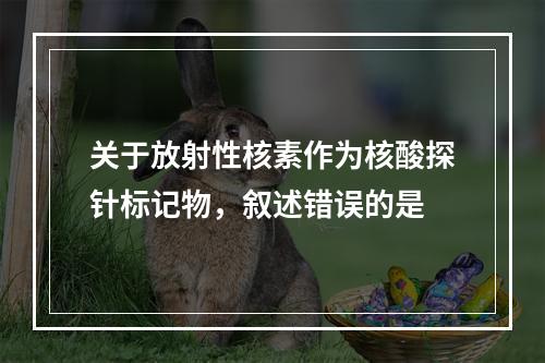 关于放射性核素作为核酸探针标记物，叙述错误的是