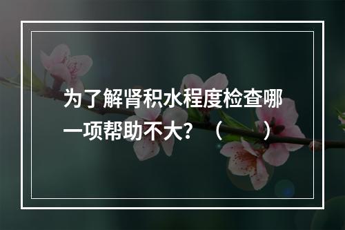 为了解肾积水程度检查哪一项帮助不大？（　　）