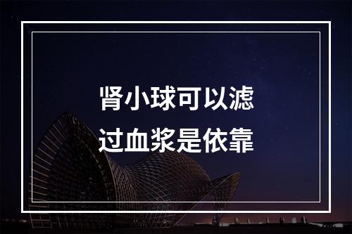 肾小球可以滤过血浆是依靠