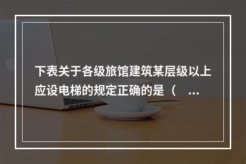 下表关于各级旅馆建筑某层级以上应设电梯的规定正确的是（　　