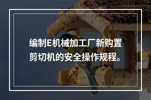 编制E机械加工厂新购置剪切机的安全操作规程。