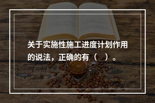 关于实施性施工进度计划作用的说法，正确的有（　）。