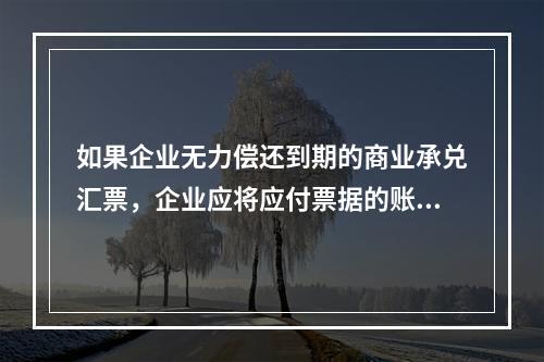 如果企业无力偿还到期的商业承兑汇票，企业应将应付票据的账面余