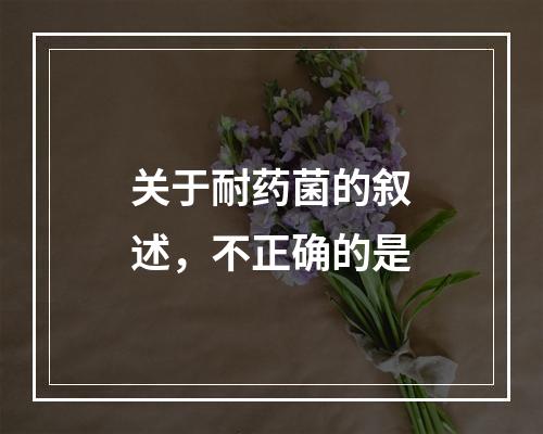 关于耐药菌的叙述，不正确的是