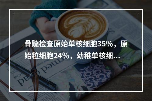 骨髓检查原始单核细胞35％，原始粒细胞24％，幼稚单核细胞1