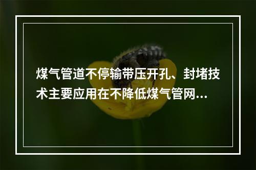 煤气管道不停输带压开孔、封堵技术主要应用在不降低煤气管网压力