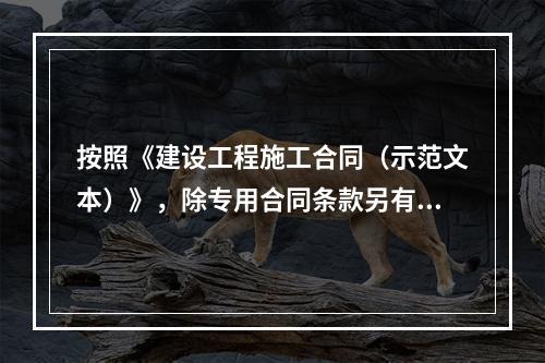 按照《建设工程施工合同（示范文本）》，除专用合同条款另有约定