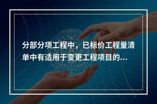 分部分项工程中，已标价工程量清单中有适用于变更工程项目的，且