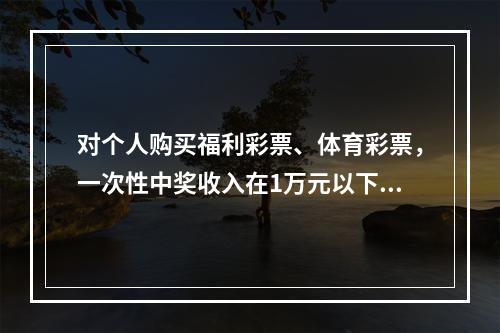 对个人购买福利彩票、体育彩票，一次性中奖收入在1万元以下的（