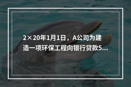 2×20年1月1日，A公司为建造一项环保工程向银行贷款500