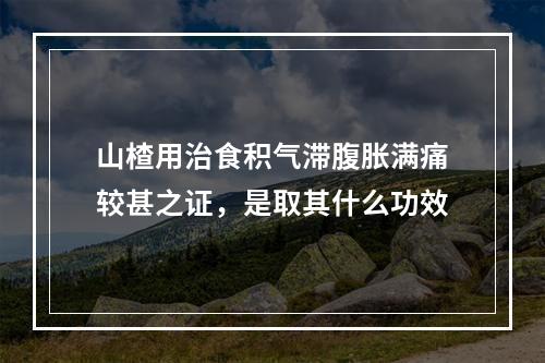 山楂用治食积气滞腹胀满痛较甚之证，是取其什么功效