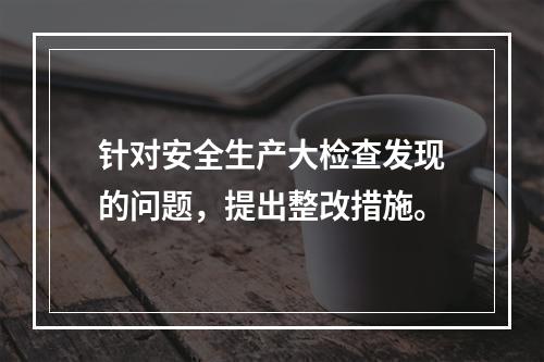 针对安全生产大检查发现的问题，提出整改措施。