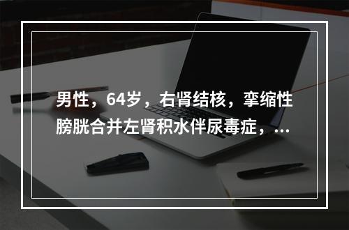 男性，64岁，右肾结核，挛缩性膀胱合并左肾积水伴尿毒症，适合