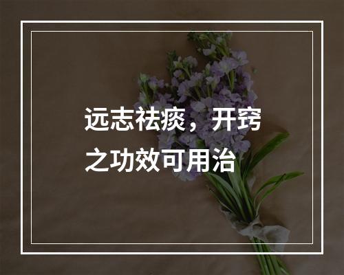 远志祛痰，开窍之功效可用治