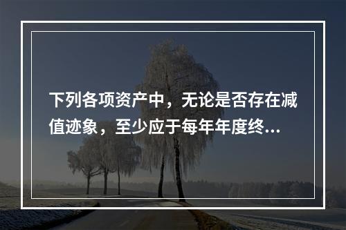 下列各项资产中，无论是否存在减值迹象，至少应于每年年度终了对