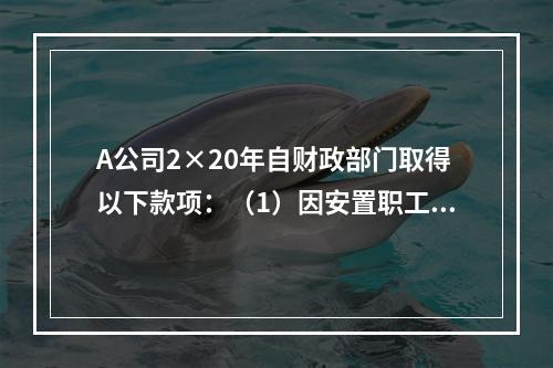 A公司2×20年自财政部门取得以下款项：（1）因安置职工再就