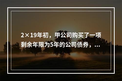 2×19年初，甲公司购买了一项剩余年限为5年的公司债券，划分