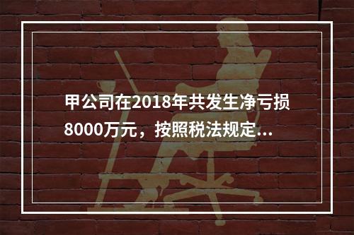 甲公司在2018年共发生净亏损8000万元，按照税法规定，该