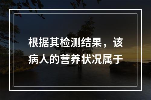 根据其检测结果，该病人的营养状况属于