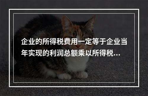 企业的所得税费用一定等于企业当年实现的利润总额乘以所得税税率