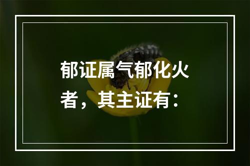 郁证属气郁化火者，其主证有：