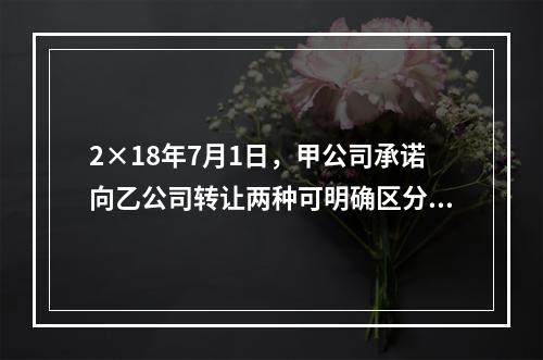 2×18年7月1日，甲公司承诺向乙公司转让两种可明确区分的产