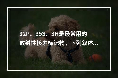 32P、35S、3H是最常用的放射性核素标记物，下列叙述错误