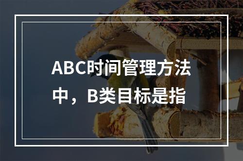 ABC时间管理方法中，B类目标是指