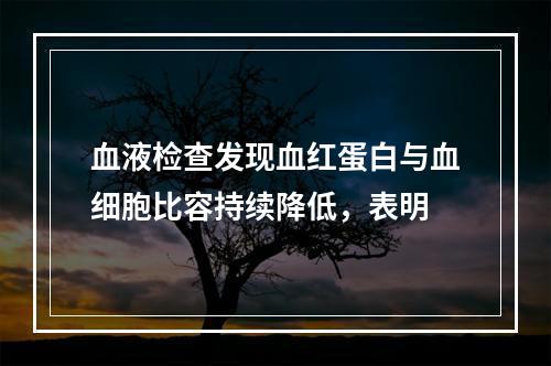 血液检查发现血红蛋白与血细胞比容持续降低，表明