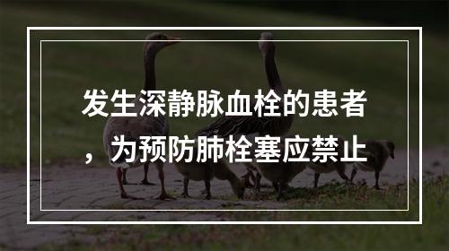 发生深静脉血栓的患者，为预防肺栓塞应禁止