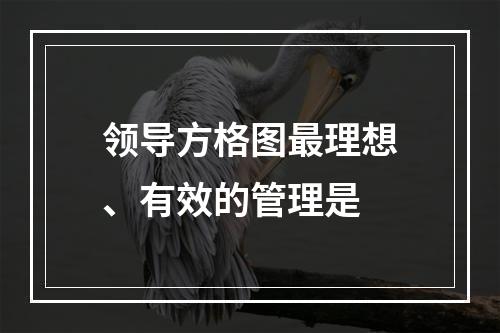 领导方格图最理想、有效的管理是