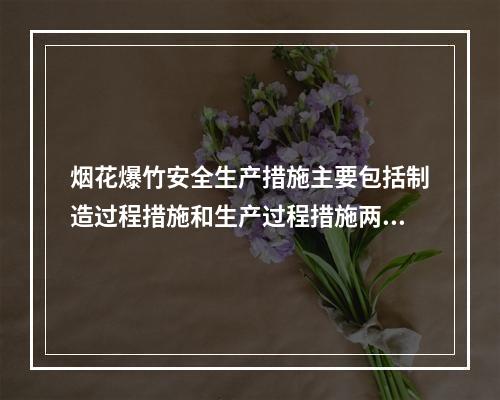 烟花爆竹安全生产措施主要包括制造过程措施和生产过程措施两类。