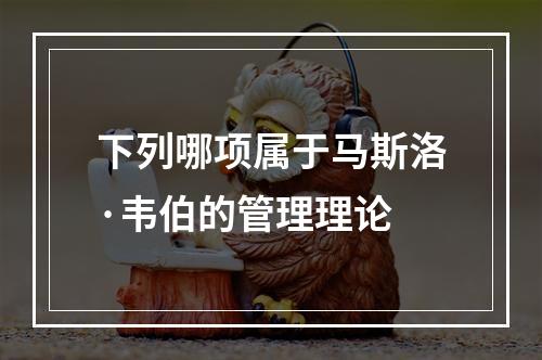 下列哪项属于马斯洛·韦伯的管理理论