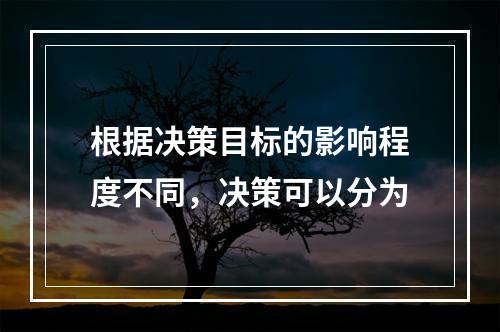 根据决策目标的影响程度不同，决策可以分为