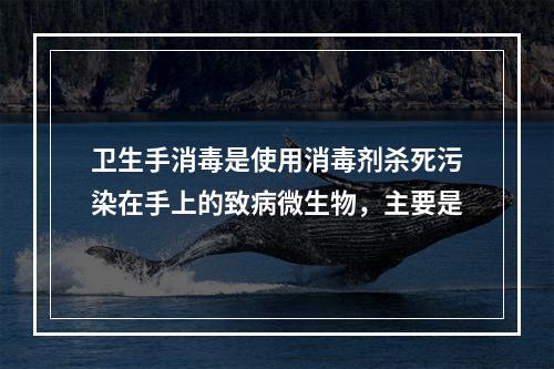 卫生手消毒是使用消毒剂杀死污染在手上的致病微生物，主要是