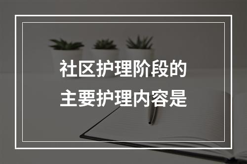 社区护理阶段的主要护理内容是