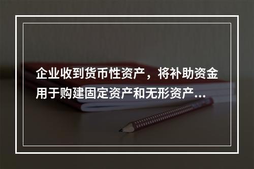 企业收到货币性资产，将补助资金用于购建固定资产和无形资产等长